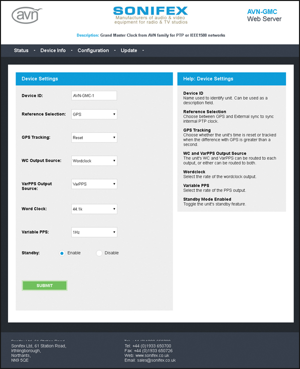 AVN-GMC Device Settings